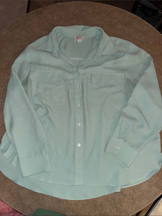 LOFT Tops - LOFT Light Aqua Women's Button Front Blouse